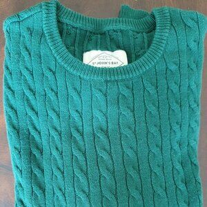 St. John's Bay Men's Cable Knit Evergreen Crewneck Sweater